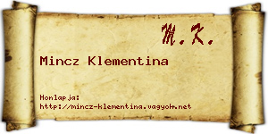 Mincz Klementina névjegykártya